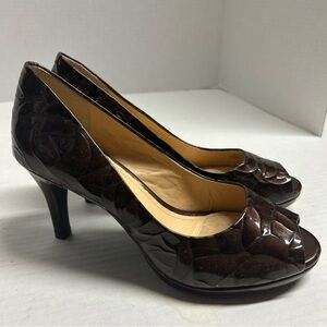 Alex Marie Pumps Size 7 M Brown Open Toe Alligator Embossed Women's Shoes